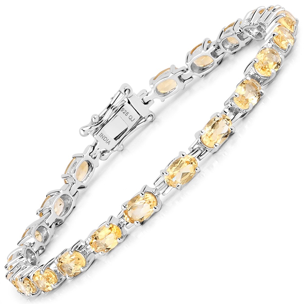 9.03 Carat Genuine Citrine Sterling Silver Elegant Bracelet
