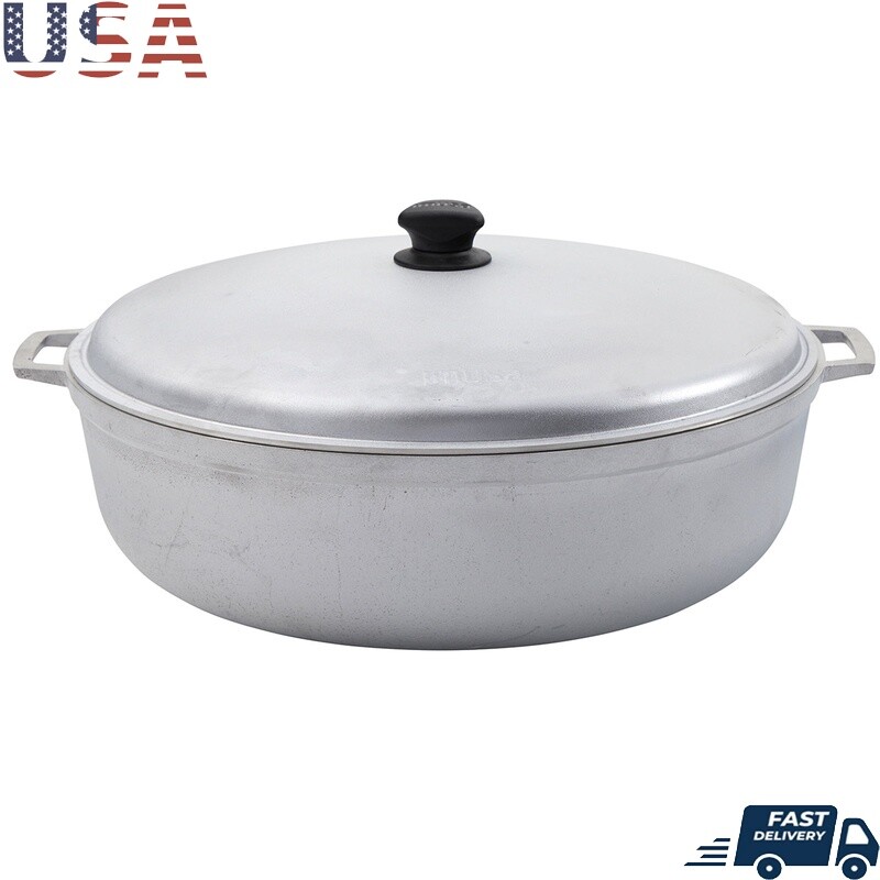 Cast Aluminum Large Cooking Pot with Lid for Rice Stews Soups Sauces