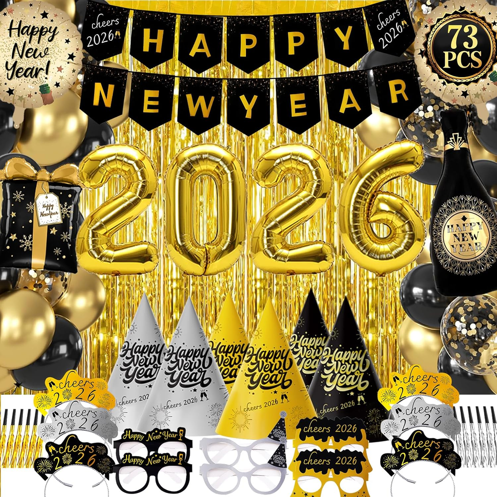 New Years Eve Party Supplies 2026-73 PCS Happy New Years Decorations-Party Favor-image