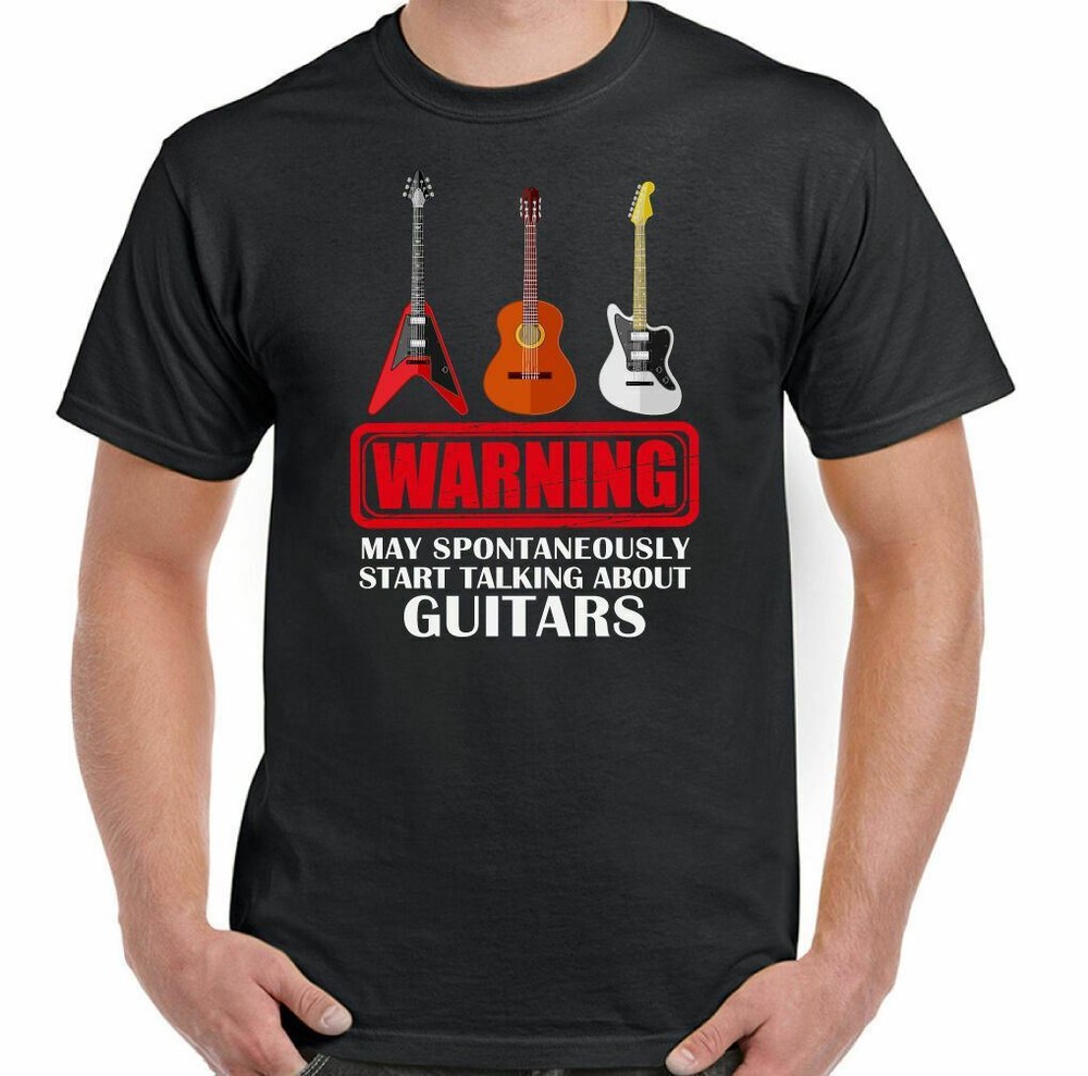 Guitar T-Shirt Acoustic Electric Bass Warning May Start Talking About Mens Funny