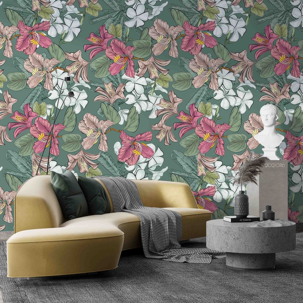 3D Hibiscus Flora Pattern Wall Murals Wallpaper Murals Wall Sticker 9