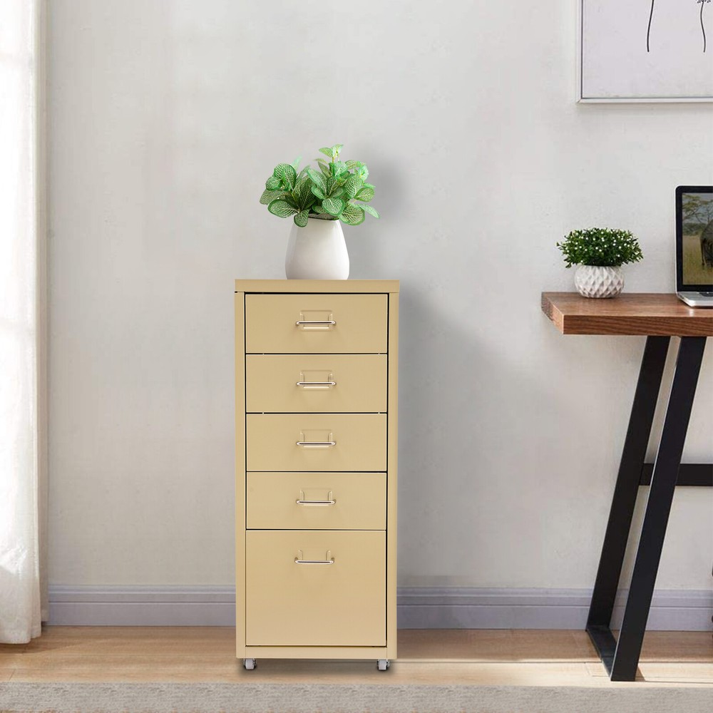 5-Tier Modern Movable Storage Cabinet for Bedroom or Office Organization