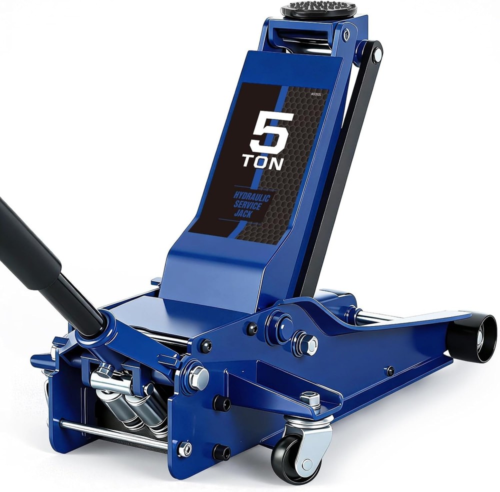 5 Ton Floor Jack Hydraulic Low Profile Floor Jack  Quick Lift Pump, Blue