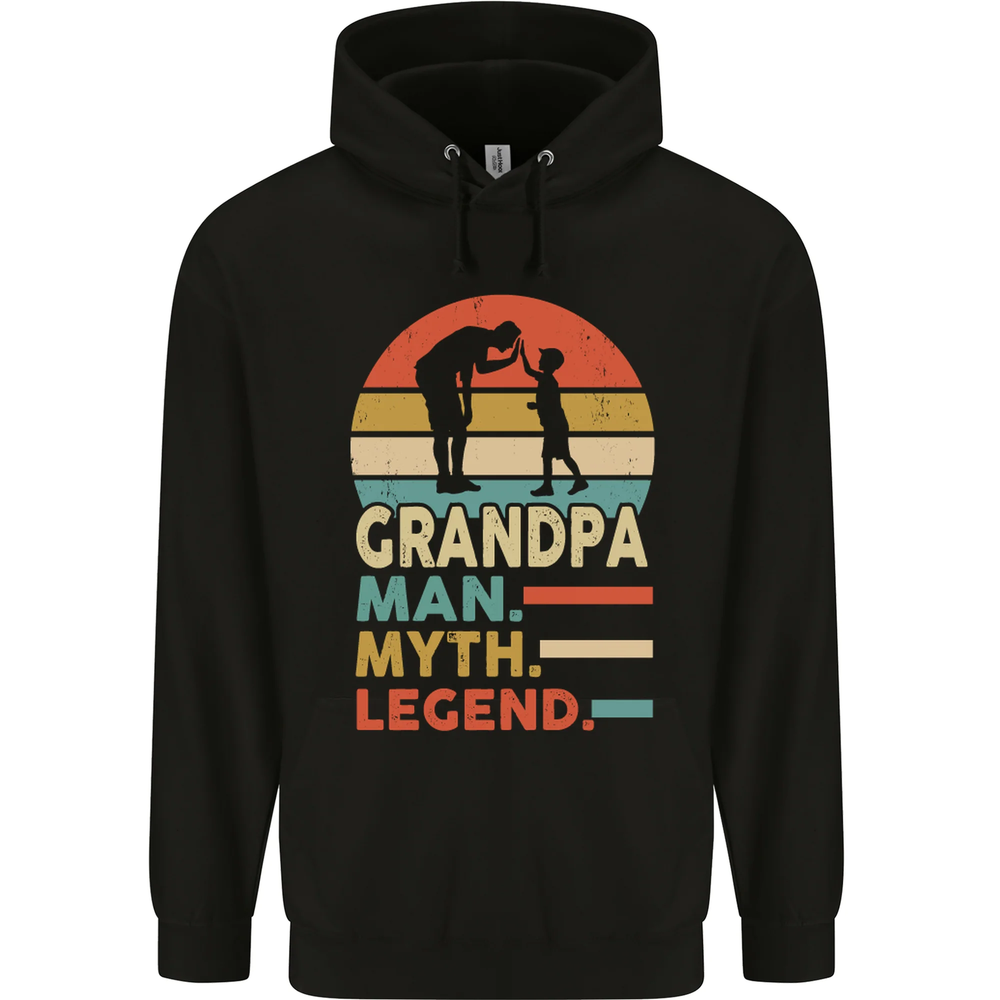Grandpa Man Myth Legend Funny Fathers Day Mens 80% Cotton Hoodie