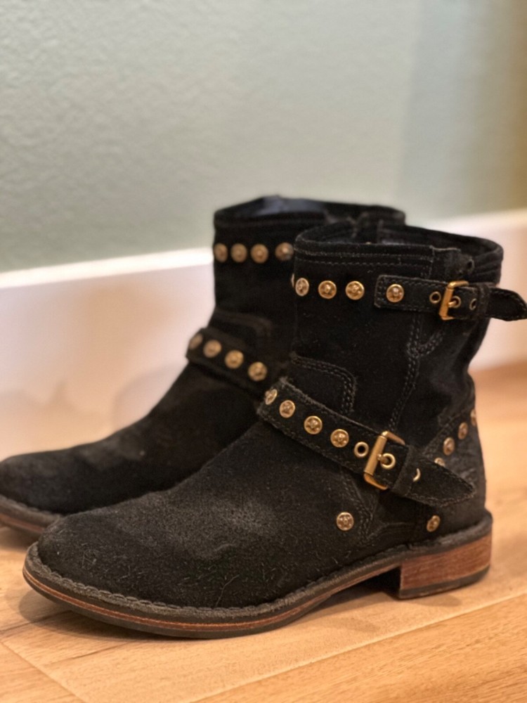 UGG Fabrizia Studded Leather Boots Black Size 6 Women Preowned Like New