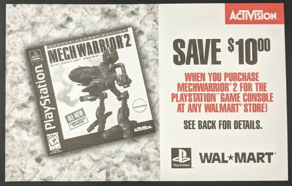 Mech Warrior 2 Coupon Print Ad Game Poster Art PROMO Original Walmart PS1 1997-image