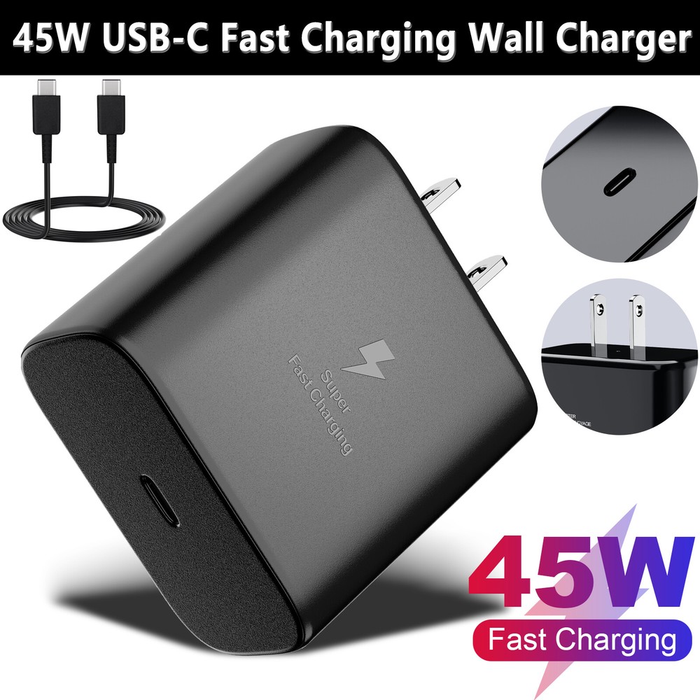 45W PD Fast Charging USB-C Wall Charger for Galaxy S23 Ultra S23+  