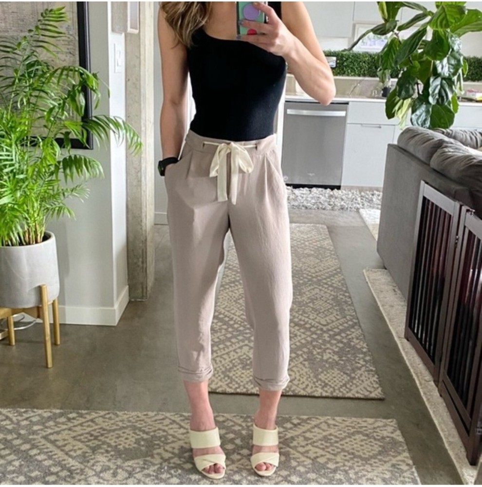 Aritzia Wilfred Allant Pant Crepe Drawstring Cropped Jogger Pant In Ashen