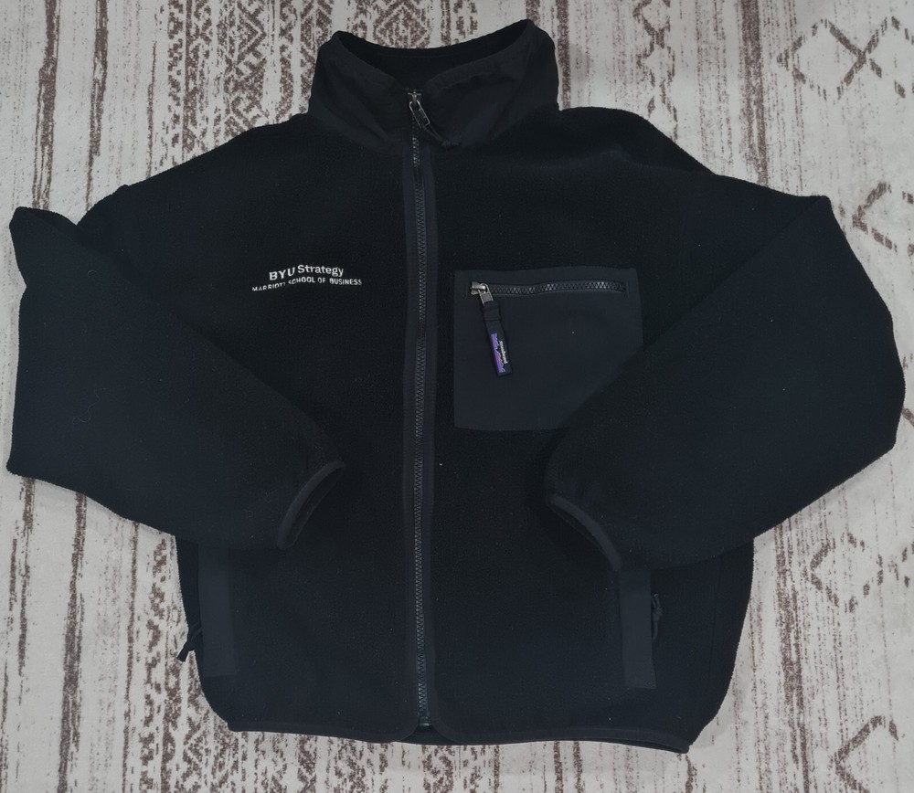 Patagonia Synchilla Black Embroidered Logo Full Zip Fleece Jacket Small