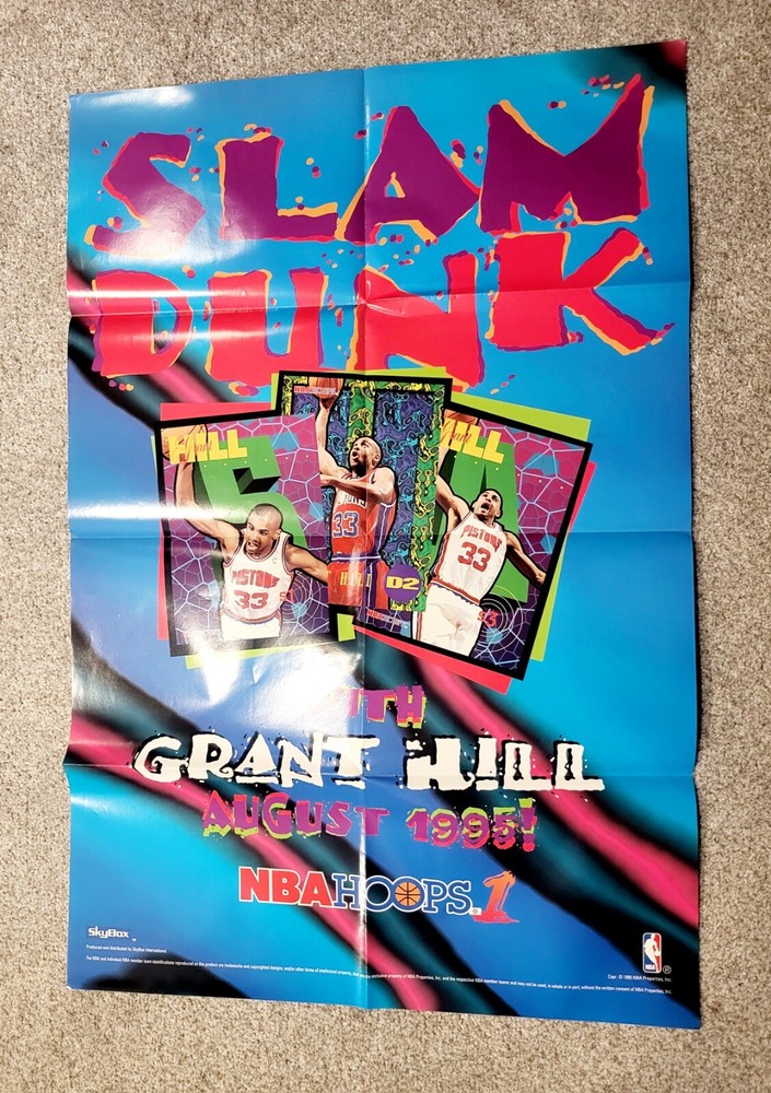 RARE PRIMO POSTER 24X35 GRANT HILL NBA HOOPS Slam DUNK Skybox 1995 DETROIT NBA