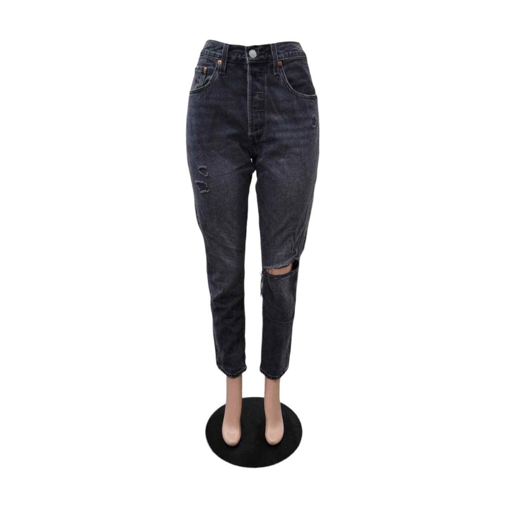 Levi's Women's 501 Jeans Black Size 30 Premium Denim High Rise Distressed