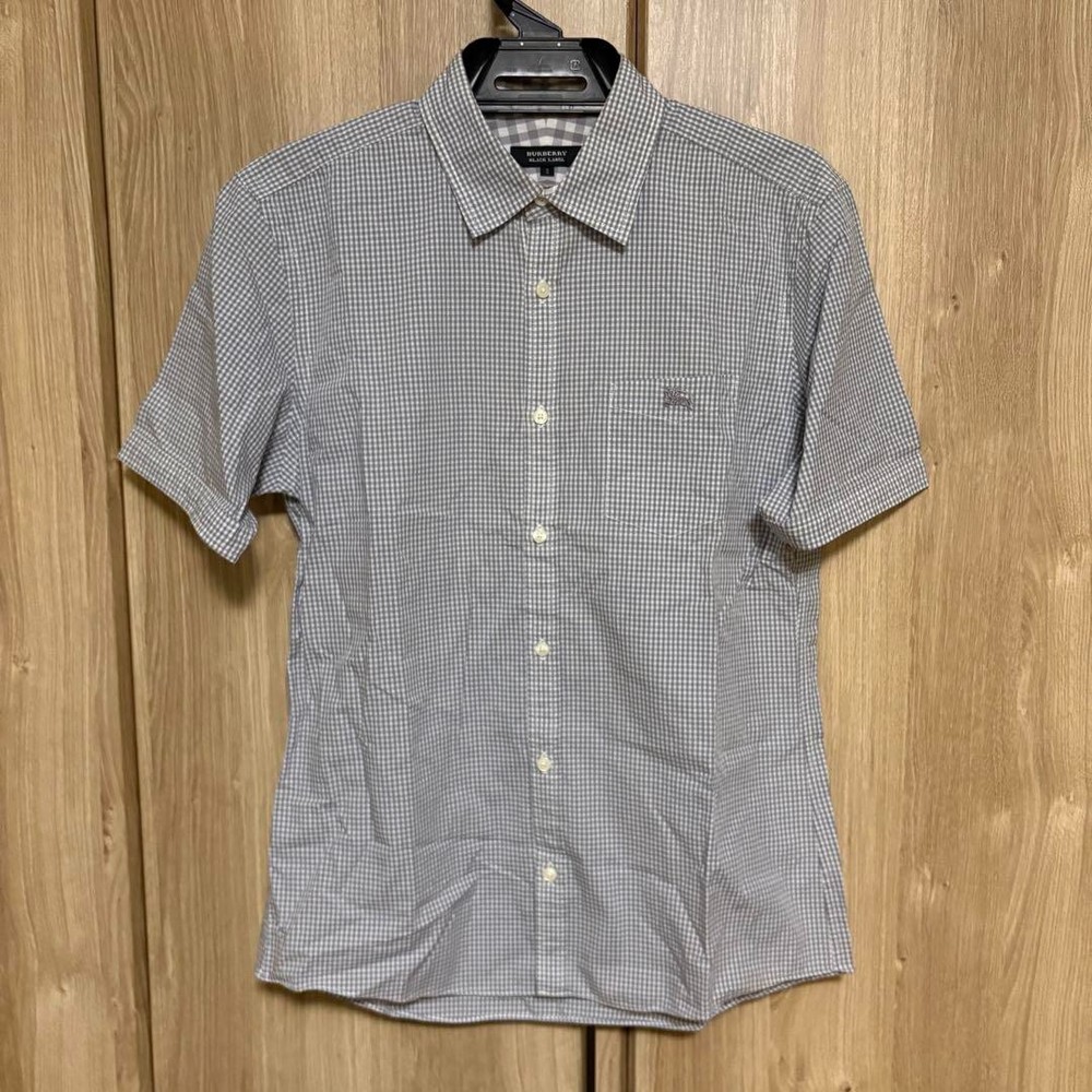 Burberry Black Label Gingham Check Shirt Short Sleeve Men Size 2/S-M Used