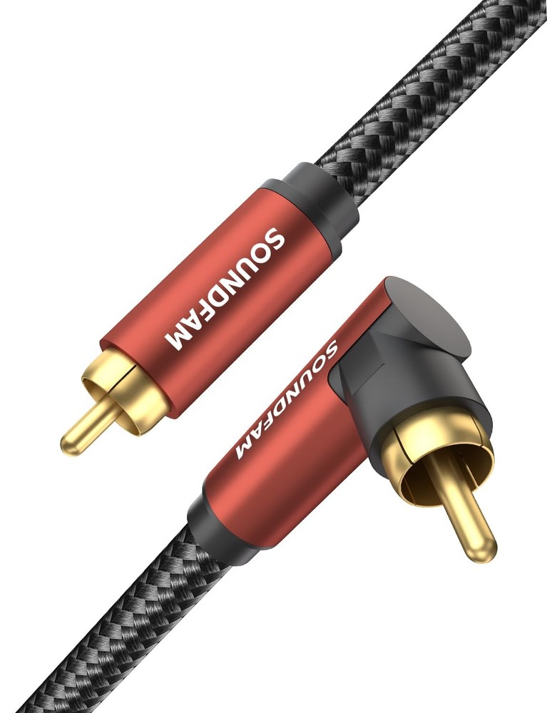 90 Degree Right Angle RCA Subwoofer Cable 24K Gold Coaxial Digital Audio
