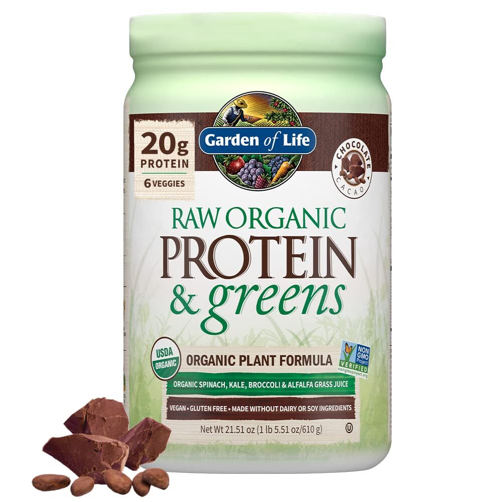 Raw Organic Chocolate Vegan Protein Powder with Greens for Women