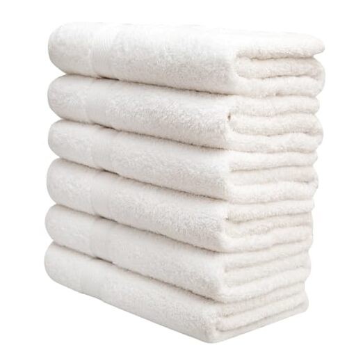 Luxury 6-Piece White Bath Towel Set - 100% Cotton, 515 GSM, 24x50 Inches