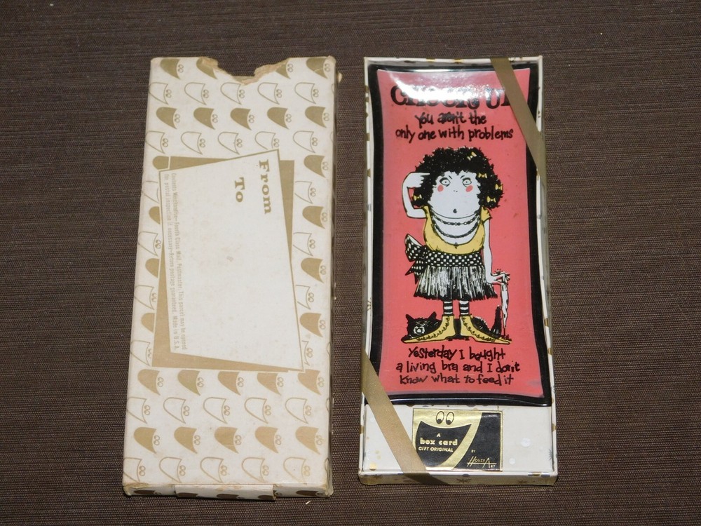 Vintage Novelty Bra Glass Dish Tray Funny Cheer Up Gag Gift New NOS