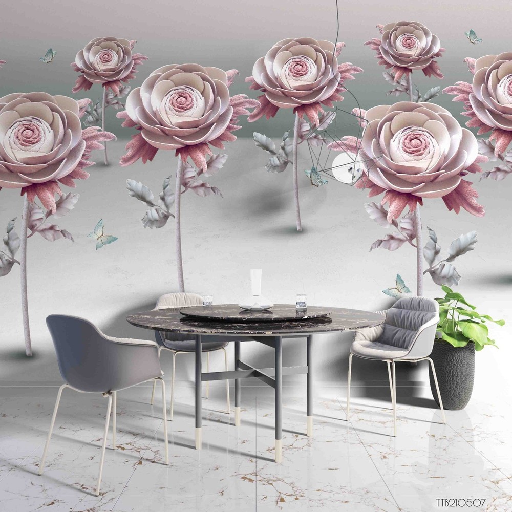 3D Flowers Butterflies Pattern Wall Murals Wallpaper Murals Wall Sticker