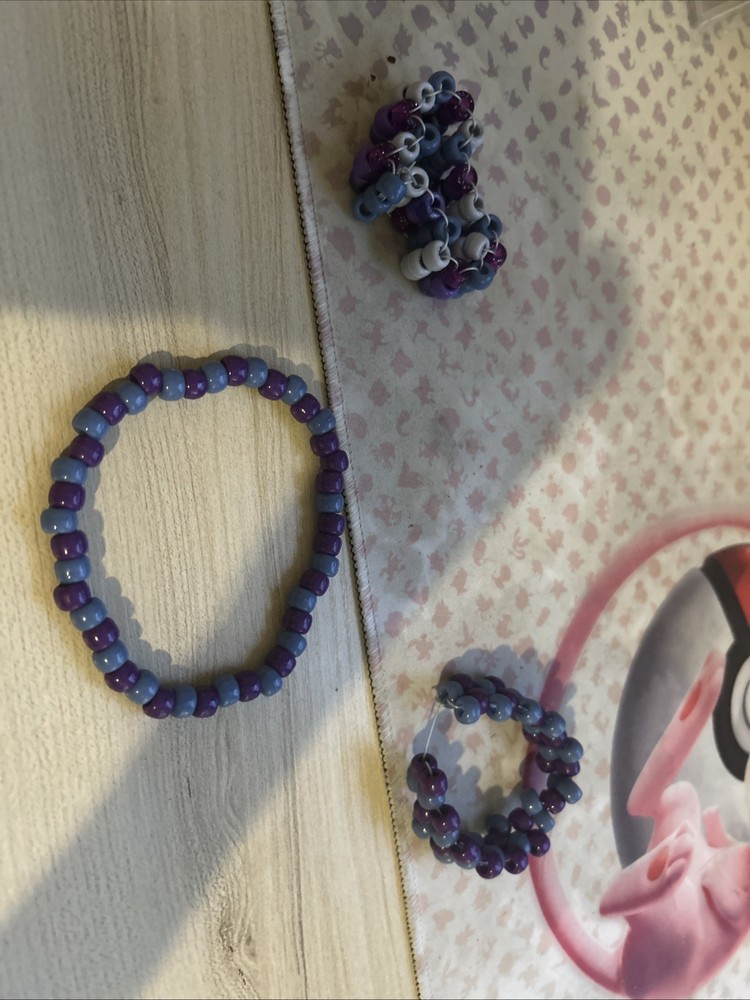 Purple And Blue Bracelet Bundle. Made With Pony Beads