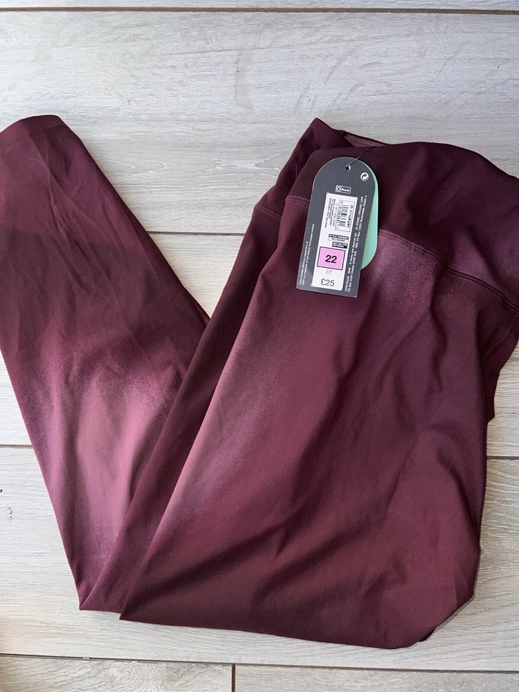M&S Goodmove Go Balance Printed Wrap Waist Yoga leggings Size 22 Burgundy