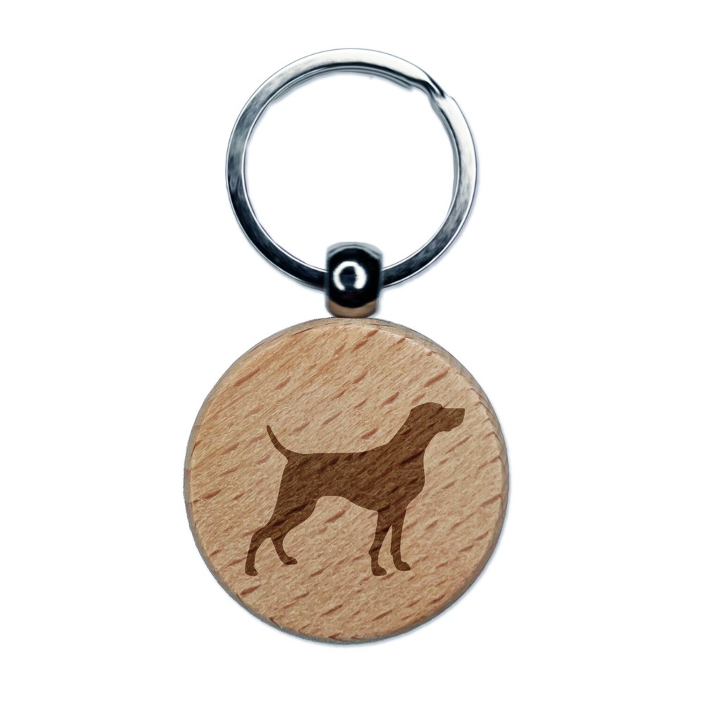 Weimaraner Dog Solid Engraved Wood Round Keychain Tag Charm
