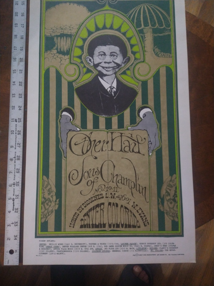 Vintage FAMILY DOG Other Half Sons of Champlin DENVER 1967 D-11-1 Rare POSTER