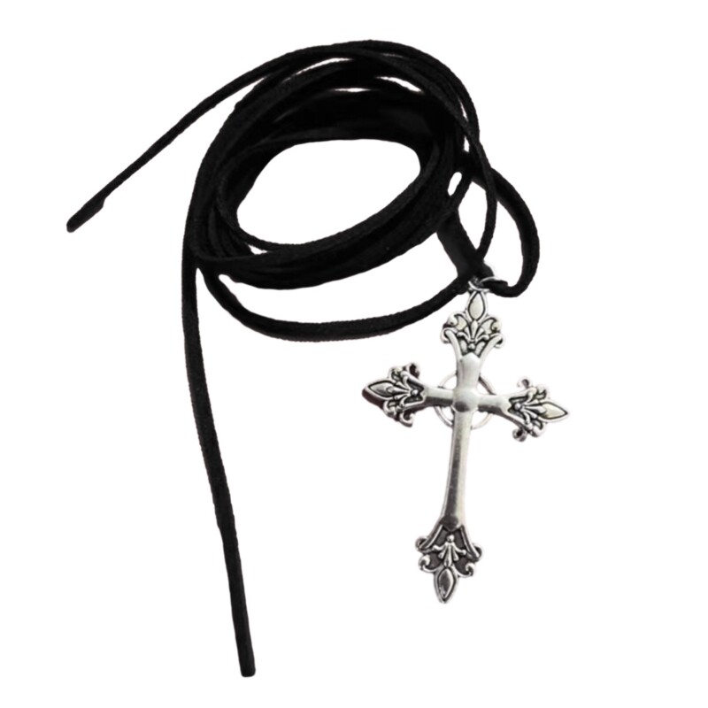 Cross Floral Filigree Necklace Girls Women Unisex Cross Floral Charm Choker