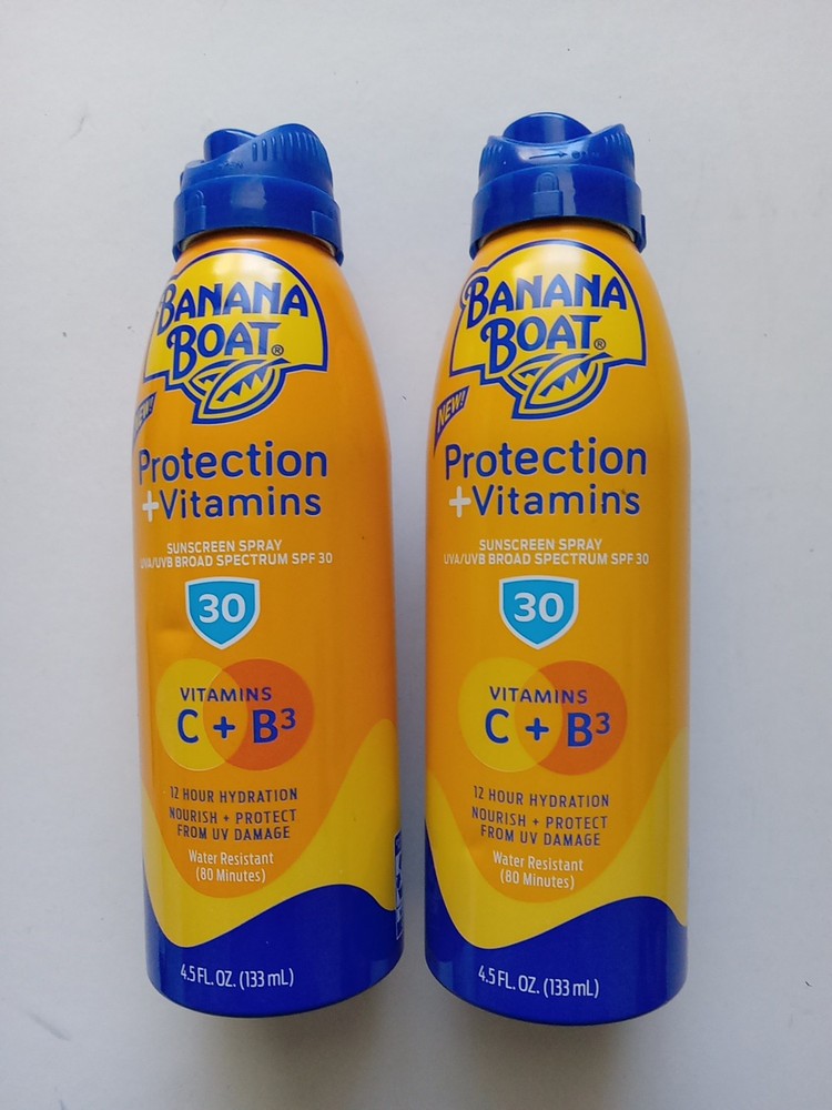2 Sunscreen Banana Boat Protection & Vitamins  4.5 oz - SPF 30 EXP 07/25 Set x 2