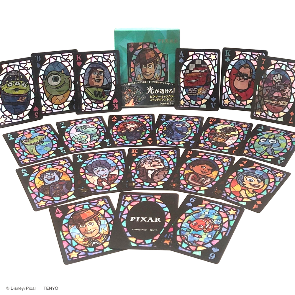 PIXAR Transparent Stained Glass Playing Cards 54 Designs PVC Tenyo Disney Japan