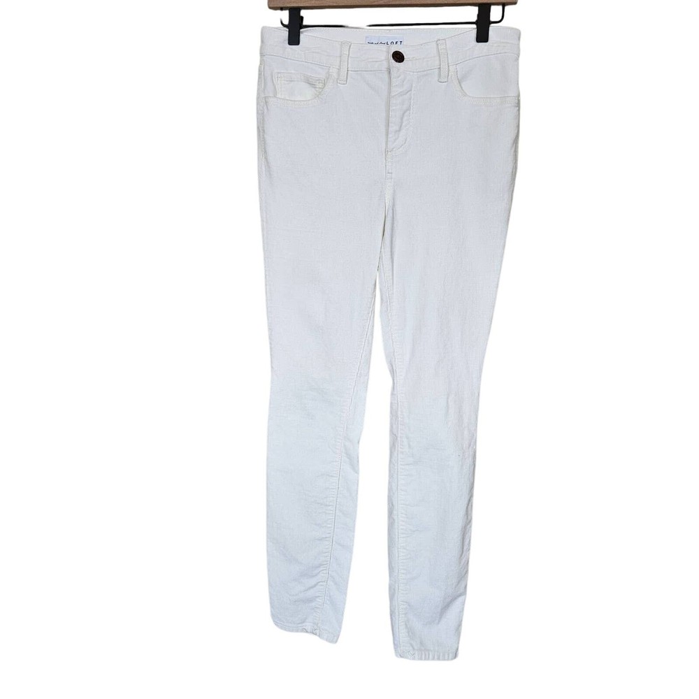 Loft Made and Loved Women's High Waist Skinny Corduroy Pants White Size 4 Petite