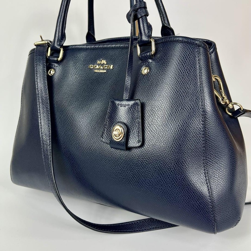 Authentic Coach Navy Leather Margot 2Way Small Carryall Tote Bag G06273910