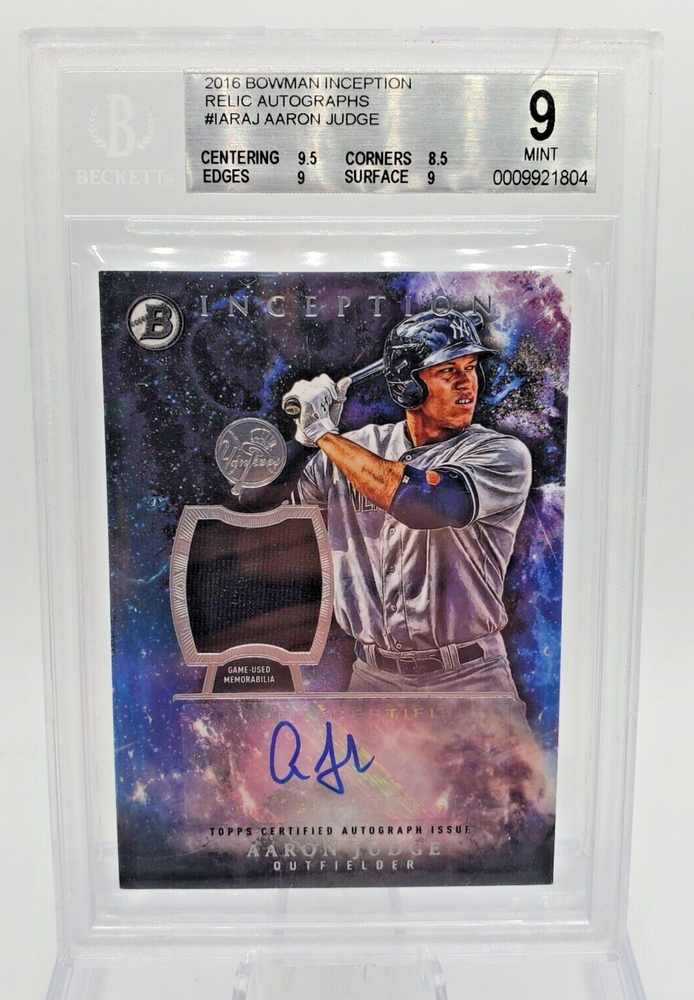 Aaron Judge Relic Auto 2016 Bowman Inception BGS 9
