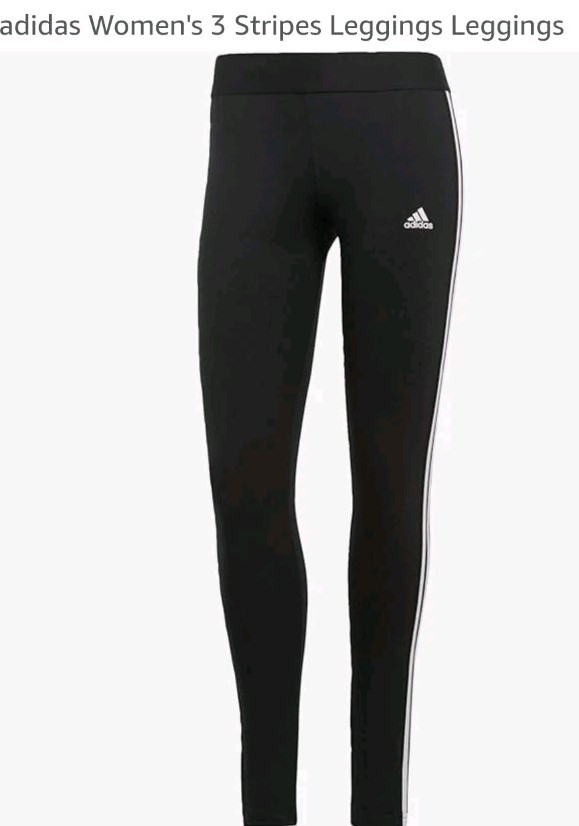 adidas Women's 3 Stripes Leggings Black/White Size M