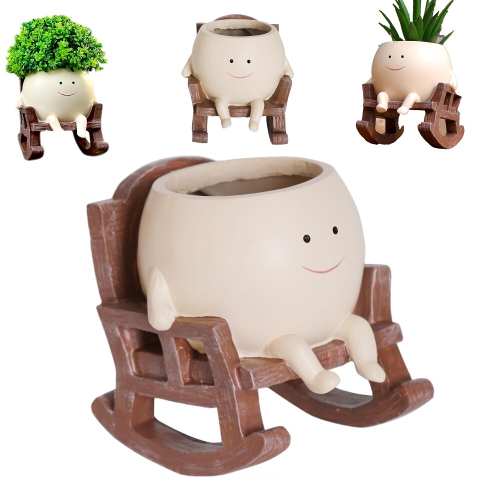 Face Planter Pot Funny Skateboard Flower Pot Smiley Cute Planters for In/Outdoor