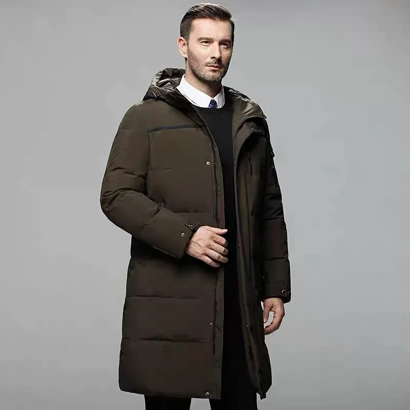 Men Long Duck Down Coats New Winter Hooded Casual Down Jackets High Quality Male