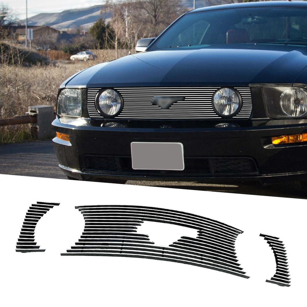 2005-2009 Ford Mustang GT V8 Chrome Billet Grille Insert with Logo