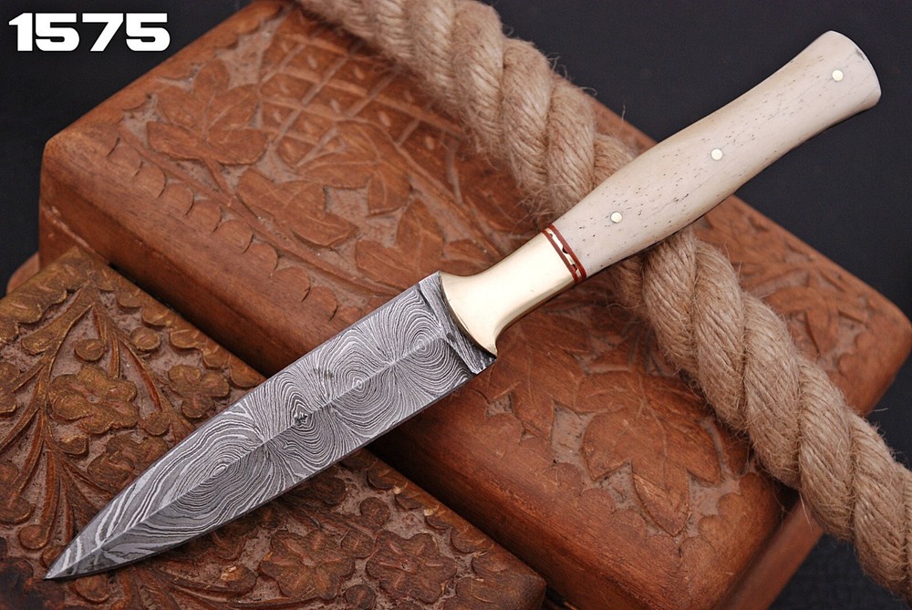 custom Handmade Damascus Steel double edged blade knife