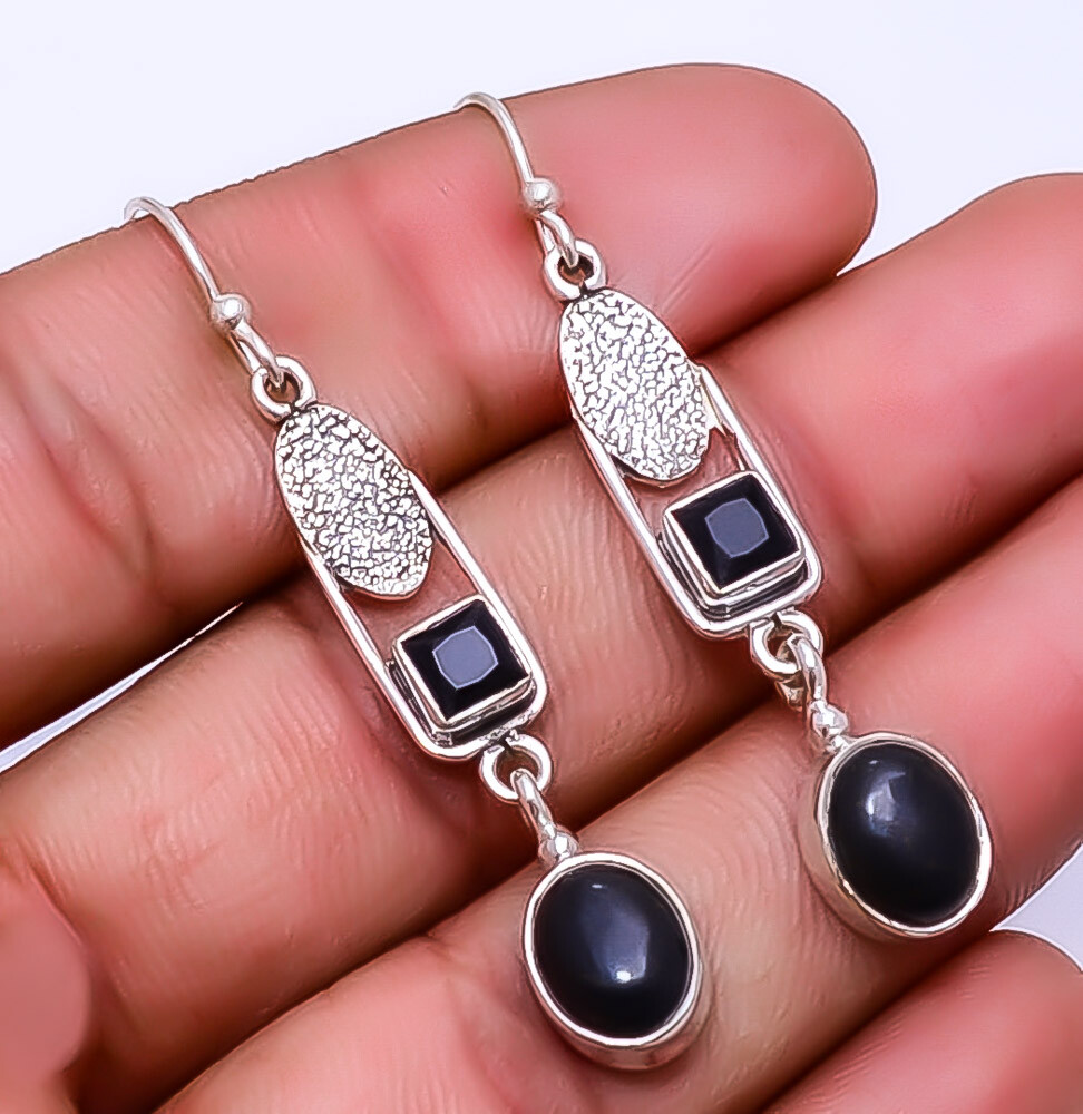 Black Onyx - Brazil Designer 925 Sterling Silver Earring 2.11