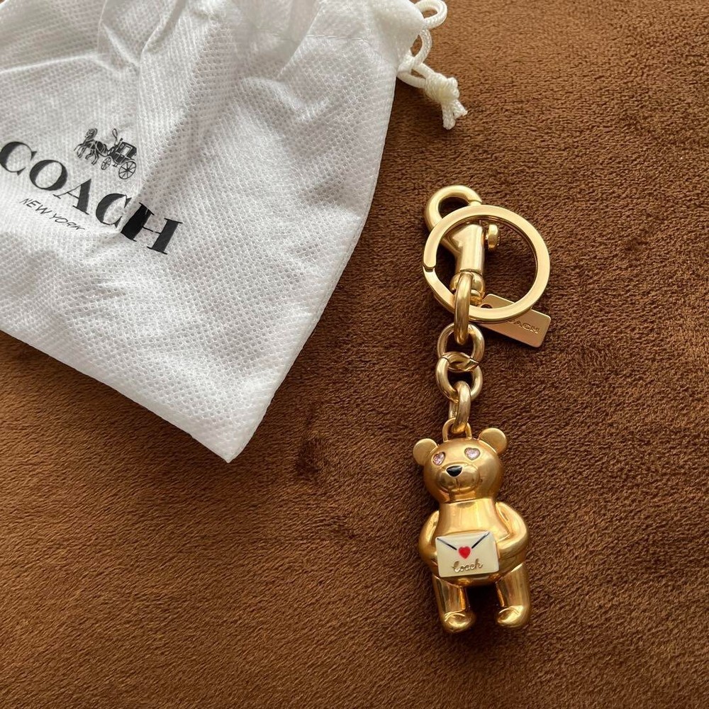 COACH Pink Bear Kuma Charm Keychain Authentic Cute Fashion Accessory Preowned Ex+