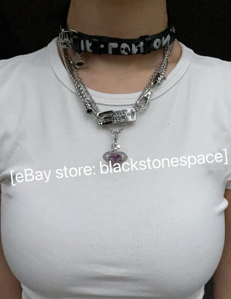 Vivienne Westwood Shin Punk Hip Hop Choker Necklace Gift Box