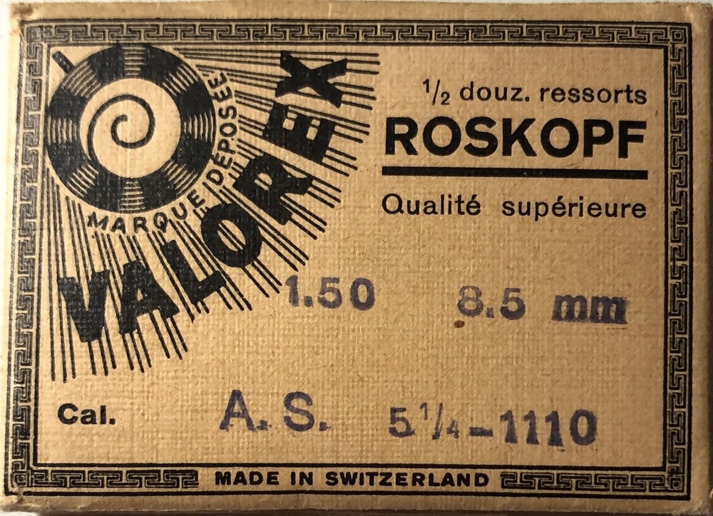 1X Mainspring Roskopf AS 5 1/4-1110 1.5mm Ø 8.5 Watch Spring 3DG Replacement