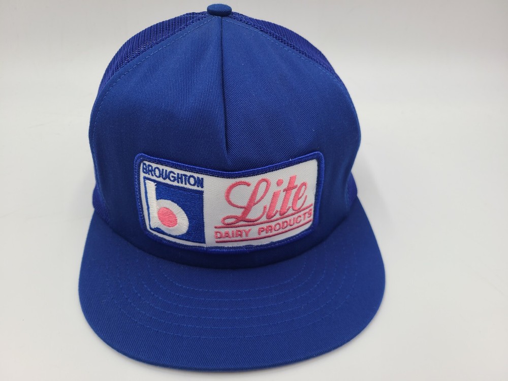 Vintage Broughton Lite Dairy Products Swingster Mesh Trucker Snapback Hat Cap