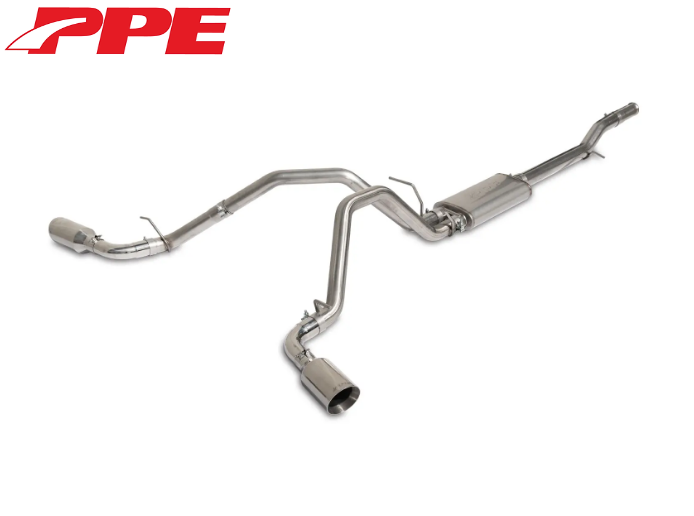 PPE Raw Dual Exit Cat-Back Exhaust Kit w/ Polished Tips For 14-19 GM 1500 5.3L