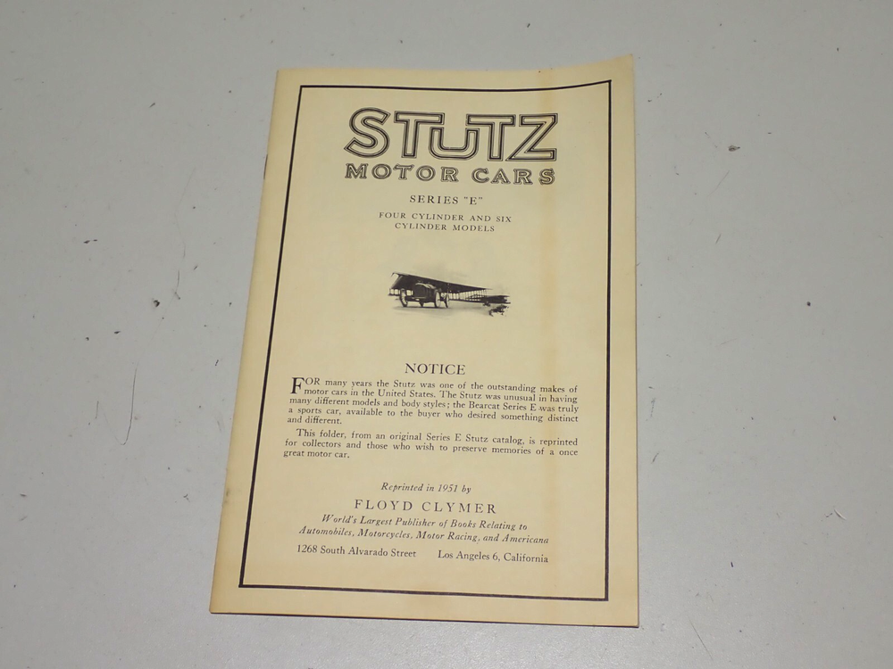 EARLY STUTZ MOTOR CAR AUTO BROCHURE SALES PAMPHLET