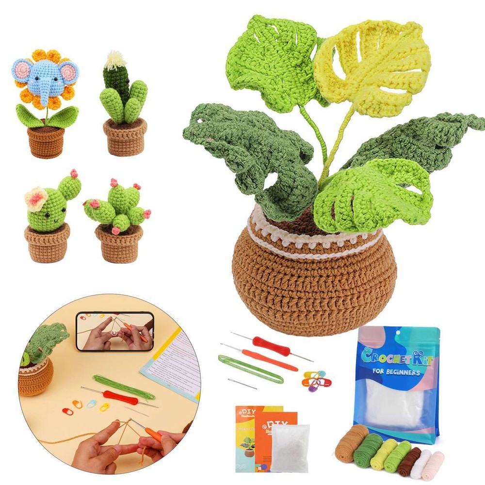 Crochet Starter Kit, DIY Knitting Crochet Kit for Beginners, Gift for Adults Kid