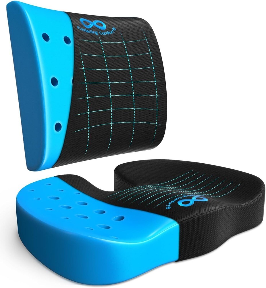 Gel Infused Lumbar Support Pillow & Seat Cushion for Car Combo