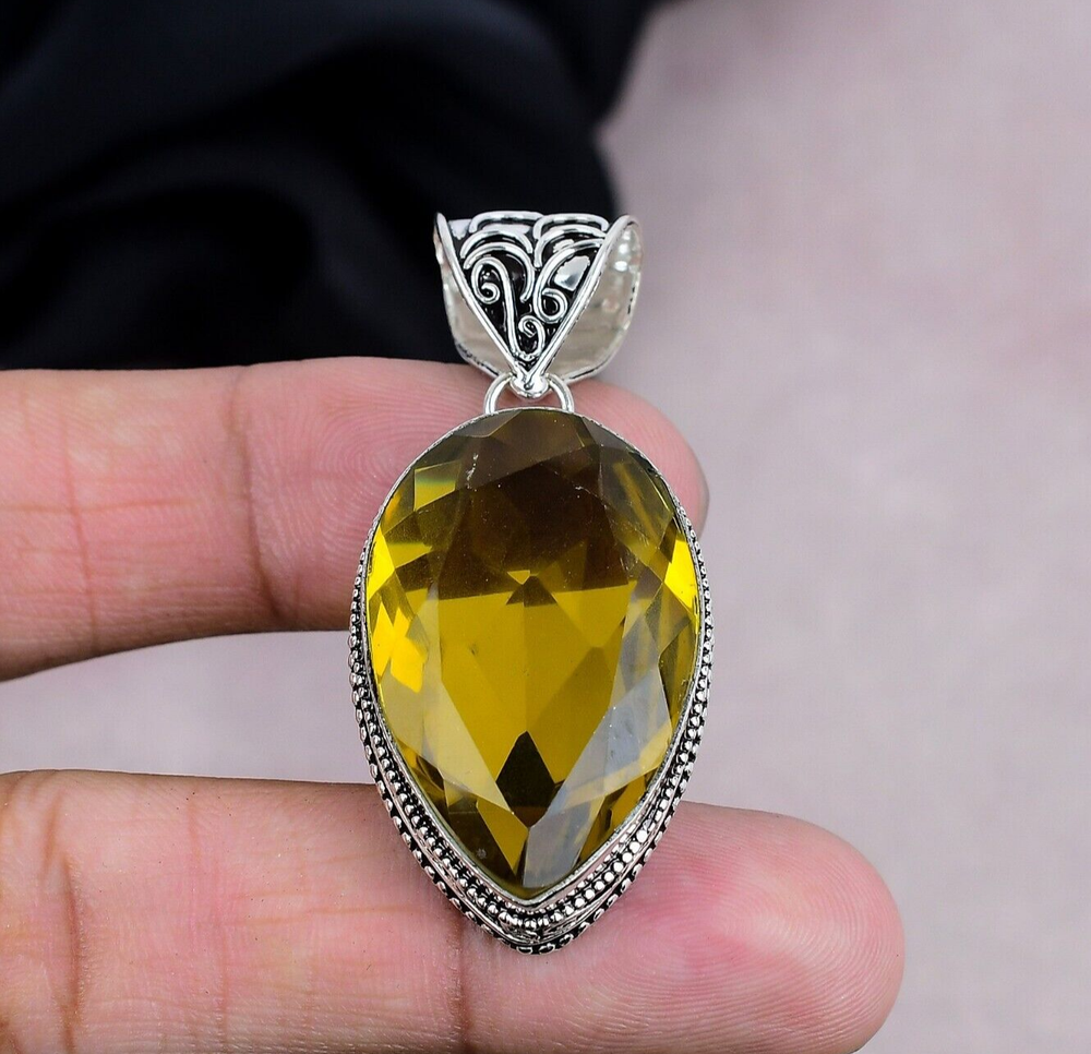 Citrine Gemstone Sterling Silver Pendant for Engagement Gifts