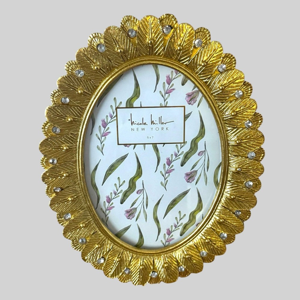 Nicole Miller NY | Gold Leaf Oval 5x7 Frame | New (No Box)