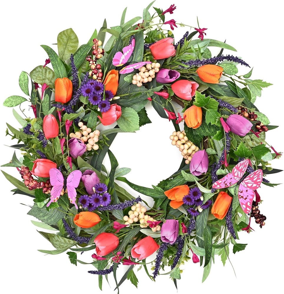 Waipfaru 22in Spring Summer Wreath for Front Door Decor