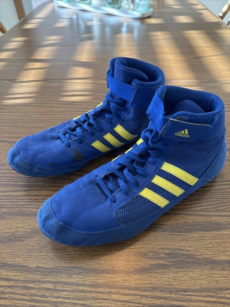 Adidas HVC 2 Wrestling Shoes Mens Size 11 Athletic Sneaker Blue Yellow FV2473