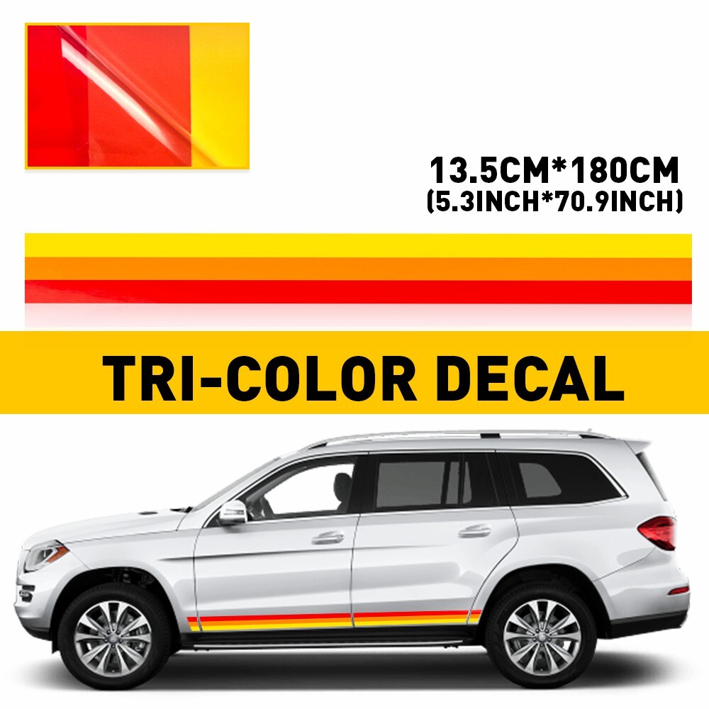 Classic Retro Style Tri-Color Stripe Decal Sticker skirt For Toyota Lexus New